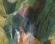 Ethel Magafan, "Rocky Gorge", watercolor, circa 1955 woodstock artist colorado landscape modernism abstract tempera