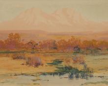 Charles Partridge Adams, "Untitled (Spanish Peaks, Colorado)", watercolor, circa 1905 antique painting for sale colorado