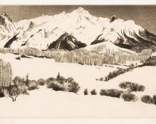 Gene (Alice Geneva) Kloss, "High in the Rockies; number 27 of an edition of 75", etching, 1968