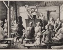 Thomas Hart Benton, "The Meeting", lithograph, 1941 for sale purchase