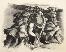 Bernard Joseph Steffen, "Untitled (Baling Hay)", lithograph, 1937 art gallery for sale purchase auction