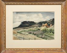 Adolf Arthur Dehn, "The Garden of the Gods (Colorado)", watercolor, 1939 for sale purchase consign auction denver Colorado art gallery museum