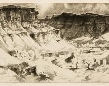 Gene (Alice Geneva) Kloss, "Gunnison River Cliffs; 24/75", etching, 1967