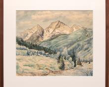 Mabel Feucht, "Untitled", watercolor painting, 1958 for sale purchase consign auction denver Colorado art gallery museum
