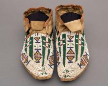Antique beaded Moccasins, Cheyenne, circa 1890 plains indian native american for sale purchase consign sell auction art gallery museum denver colorado
