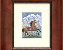 Ila Mae McAfee, "Untitled (Horse and Mountain )", mixed media watercolor painting for sale purchase consign denver colorado gallery museum auction