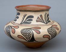 olla storage jar polychrome san ildefonso pueblo southwestern pottery  Native American Indian antique vintage art for sale purchase   auction consign denver colorado art gallery museum