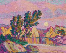 Sven Birger Sandzen, "Creek at Twilight, Wild Horse Creek Kansas", oil, 1927