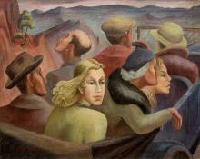 Tabor Utley, "Sightseers (Garden of the Gods, Colorado)", oil painting, circa 1945 for sale purchase consign auction denver art gallery museuem