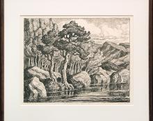 Birger Sandzen, "Mountain Solitude (Edition of 100)", lithograph, 1937 painting fine art for sale purchase buy sell auction consign denver colorado art gallery museum