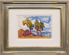 Birger Sandzen, "Untitled (Colorado Landscape with Red Rocks and Trees)", watercolor, circa 1920 painting fine art for sale purchase buy sell auction consign denver colorado art gallery museum