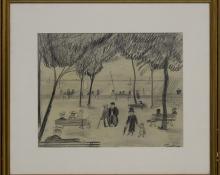 Hilaire Hiler, "Untitled (Park at Arcachon, France)", graphite, 1927 painting fine art for sale purchase buy sell auction consign denver colorado art gallery museum                                      