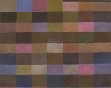 Margo Hoff, "Light Calendar Series #3", vintage painting, 1984-1985, art for sale, denver colorado, pink, purple, brown