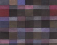 Margo Hoff, "Light Calendar Series #1", abstract painting, vintage original signed, 1984-1985, purple, blue, pink, black. lavender 