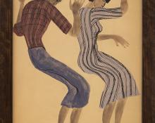 Margo Hoff, "Untitled (Two Dancers)", watercolor painting fine art for sale purchase buy sell auction consign denver colorado art gallery museum