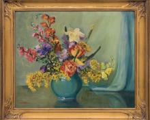 Irene Fowler, "Untitled (Still Life with Flowers)", oil painting fine art for sale purchase buy sell auction consign denver colorado art gallery museum