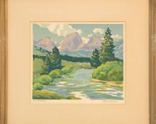 Alfred James Wands, "The Rockies print silkscreen painting fine art for sale purchase buy sell auction consign denver colorado art gallery museum