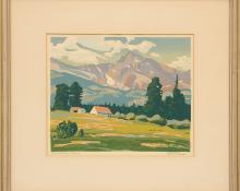 Alfred James Wands, "Estes Park Colorado" silkscreen print painting fine art for sale purchase buy sell auction consign denver colorado art gallery museum