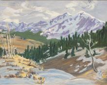William Henry Bancroft, "Untitled (Colorado Mountains)", oil, circa 1950 painting fine art for sale purchase buy sell auction consign denver colorado art gallery museum