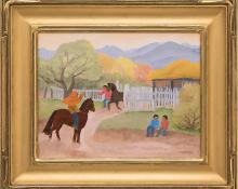 Barbara Latham, "For a Sunday Ride", oil painting fine art for sale purchase buy sell auction consign denver colorado art gallery museum