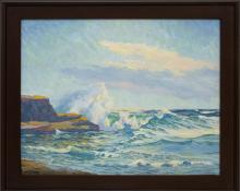 Harold Vincent Skene, "La Jolla (California)", oil, 1956, painting, for sale purchase consign auction denver Colorado art gallery museum