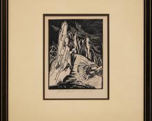 Eve Drewelowe, "Red Rocks - Boulder, Colorado", woodcut (Woodblock) painting fine art for sale purchase buy sell auction consign denver colorado art gallery museum