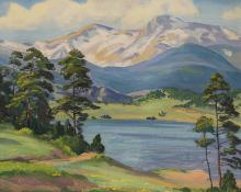 Alfred Wands, "Untitled (Colorado Mountains and Lake)", oil painting fine art for sale purchase buy sell auction consign denver colorado art gallery museum