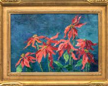 Birger Sandzen poinsettia still life floral oil painting fine art for sale purchase buy sell auction consign denver colorado art gallery museum
