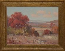 Porfirio Salinas, "Untitled (Autumn Landscape)", oil, circa 1936 impressionist painting fine art for sale purchase buy sell auction consign denver colorado art gallery museum  