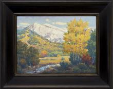 Harold Skene Blanca peak, Colorado Mountain Landscape, vintage oil Painting for sale, 1959