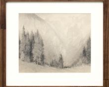 Charles Partridge Adams, Mountain Landscape, Colorado, graphite, drawing, art for sale, early 20th century, 19th century, black, white, gray