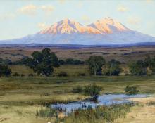 Charles Partridge Adams, "Untitled (Huajatolla, Spanish Peaks, Southern Colorado Mountain Landscape)", watercolor, circa 1890-1910
