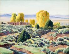 Elmer Page Turner, "Autumn on the Edge of the Desert", oil, circa 1935