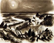 Doel Reed, "Untitled (Landscape)", mixed media, d. 1946