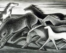 Frank Mechau, "Wild Horses", lithograph, 1930