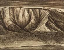 Frank Mechau, "Red Mountain at Glenwood", lithograph, d. 1938