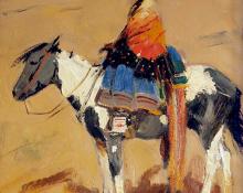 Laverne Nelson Black, "Untitled (Indian woman on horseback)", oil, 1935