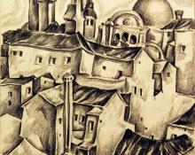 John Liello, "A View from the Doges Palace, Venice", graphite on paper, c. 1925