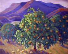 Carl Eric Olaf Lindin, "Orange Grove (Ojai, CA)", oil, c. 1923