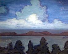 Carl Eric Olaf Lindin, "Untitled (Bermuda at Twilight)", oil on canvas, c. 1916-7