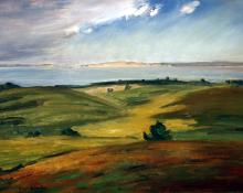 Carl Eric Olaf Lindin, "Landscape at Nantucket", oil, c. 1915