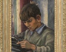 Carl Eric Olaf Lindin, "Untitled (the artist's son)", oil, circa  1929 for sale purchase consign auction denver Colorado art gallery museum