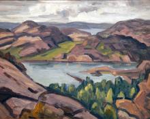 Carl Eric Olaf Lindin, "Fjords in Norway", oil, c. 1926-7