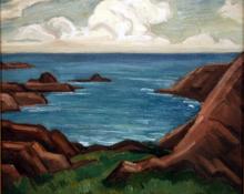 Carl Eric Olaf Lindin, "Untitled (Coastline)", oil on canvas, 1937