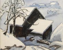 Carl Eric Olaf Lindin, "Road in Woodstock", watercolor, c. 1920 for sale purchase consign auction denver Colorado art gallery museum