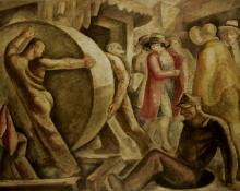 Boardman Robinson, "Untitled (Street Scene)", oil, 1926