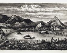 Fred Shane, "Hay Field in the Rockies, For Reaves, edition of 25", lithograph, 1945