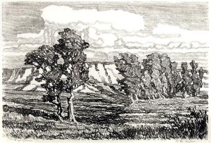 sandzén, Sven Birger Sandzen, "In the Meadow, edition of 50", lithograph, 1917