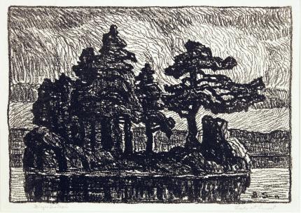 sandzén, Sven Birger Sandzen, "Lake at Sunset, edition of 100", lithograph, 1925