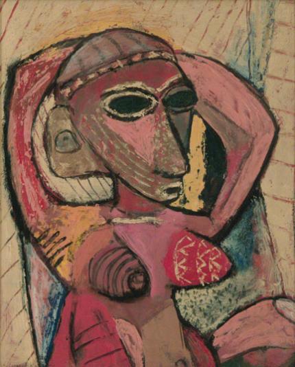 Eugene Karlin, "African Figure", oil, c. 1945